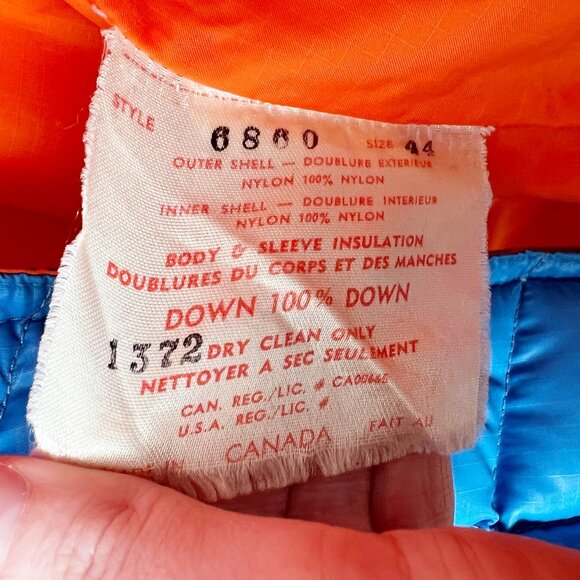 Vintage 70s Down Feather Puffer Jacket Coat Ski Puff Insulated Warm Winter 1970s - Picture 9 of 13